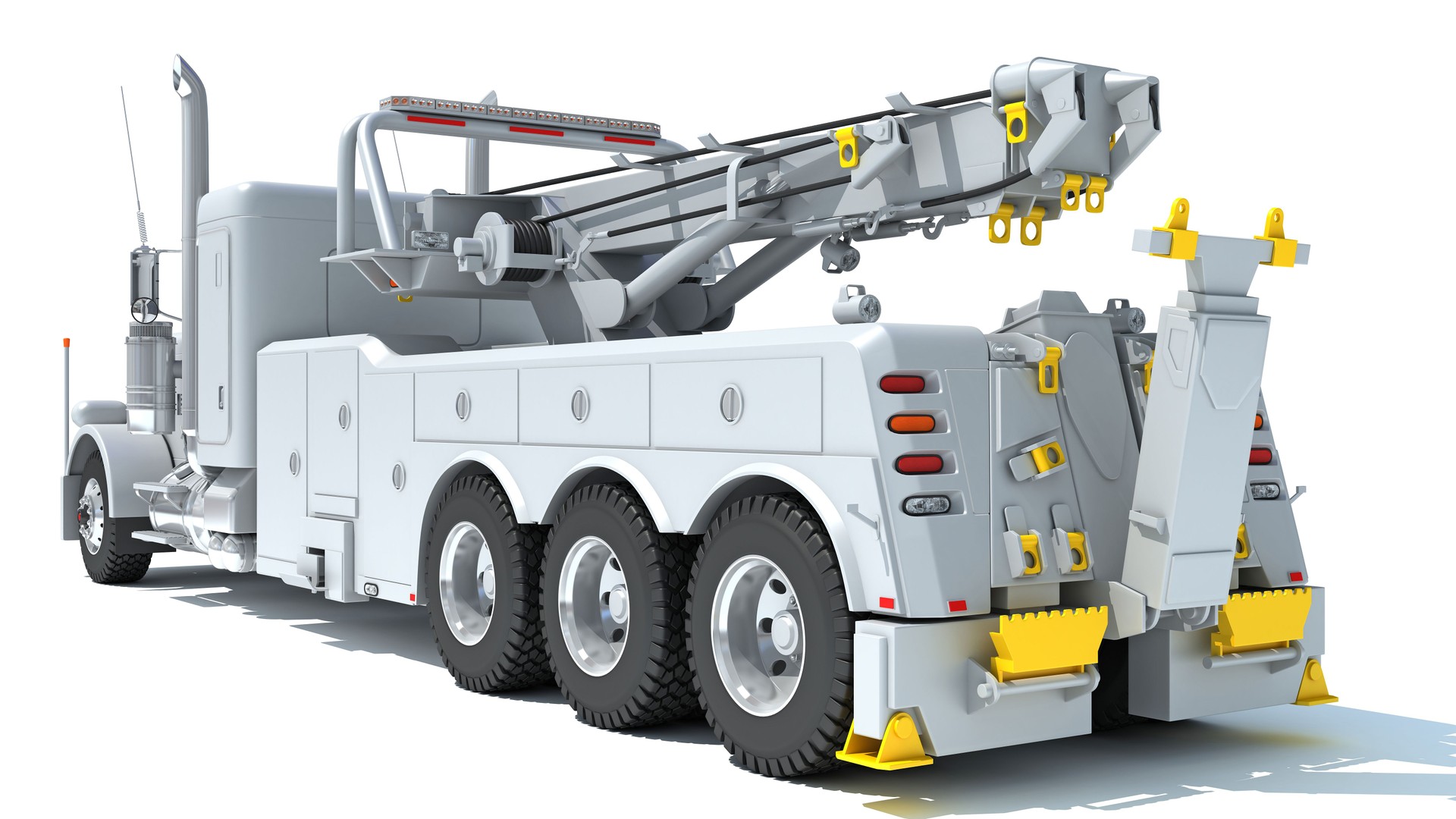 Recovery Service Wrecker Tow Truck 3D rendering on white background